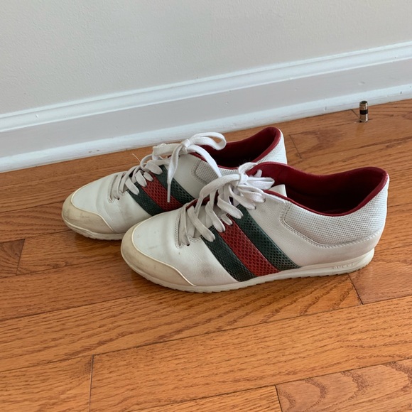 Gucci White Red And Sneak Leather Sneakers  S:7,5. - Picture 2 of 7